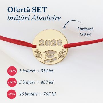 Bratara Graduation - An decupat - Banut 15 mm si snur reglabil - Argint placat cu Aur Galben 18K