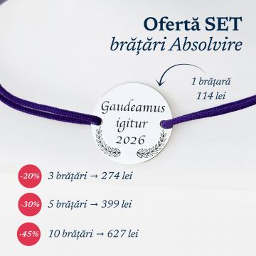 Bratara Graduation - Gaudeamus igitur - Banut 15 mm si snur reglabil - Argint 925