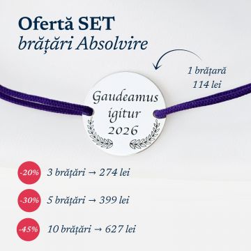 Bratara Graduation - Gaudeamus igitur - Banut 15 mm si snur reglabil - Argint 925