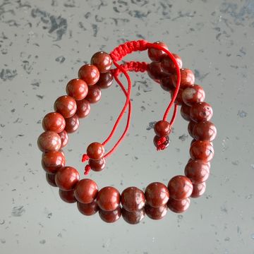 Bratara jasp rosu 8 mm snur reglabil