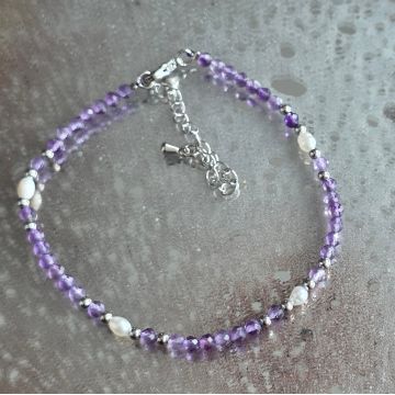 Bratara reglabila fatetata ametist 3.5 mm | Pearl