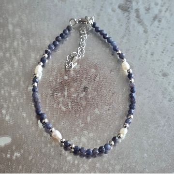 Bratara reglabila fatetata safir 3.5 mm | Pearl