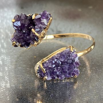 Bratara reglabila suflata cu aur ametist druzy Brazilia model 2