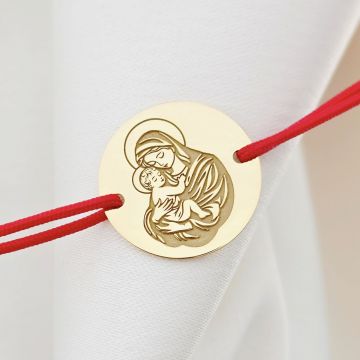 Bratara Rugaciunea Nascatoare - Bijuterie cu Har - Argint 925 placat cu Aur Galben 18K - Snur reglabil