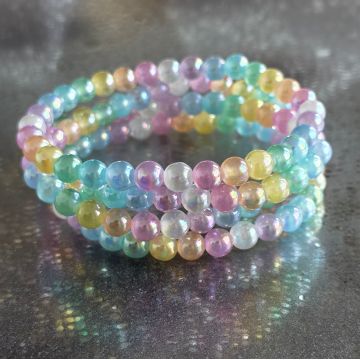 Bratara sfere colorate din selenit 6 mm AURA