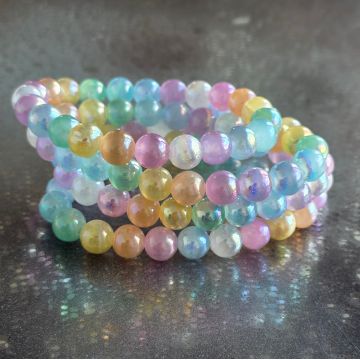 Bratara sfere colorate din selenit 8 mm AURA
