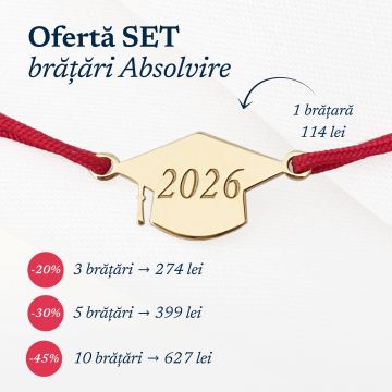 Bratara Toca - Argint 925 placat cu Aur Galben 18K, snur rosu reglabil