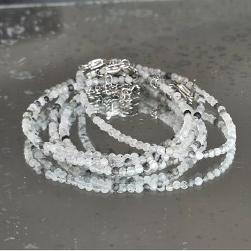 Bratara turmalina neagra si cuart 2 mm