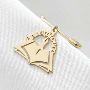 Brosa Ac de siguranta - Pandantiv Carte Invatatoare – Argint 925 placat cu Aur Galben 18K