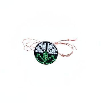 Brosa de inox cu broderie traditionala model brusture Alb