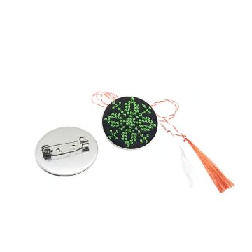 Brosa de inox cu broderie traditionala Verde