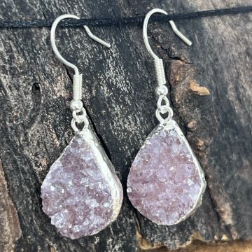 Cercei agat druzy placati cu argint din Brazilia | Model 6