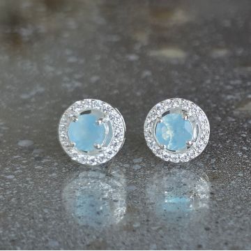 Cercei argint 925 acvamarin| Daisy 2