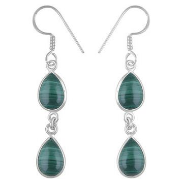 Cercei argint malachit | Bezel