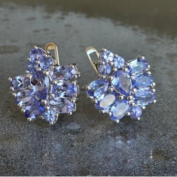 Cercei argint tanzanit | Flower 2