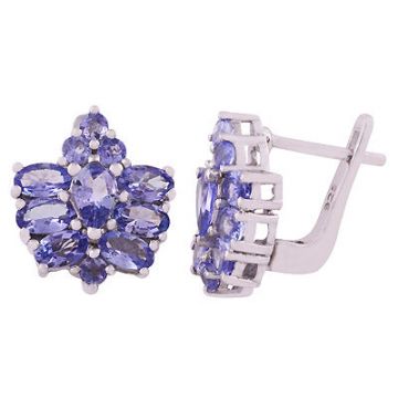 Cercei argint tanzanit | Flower 2
