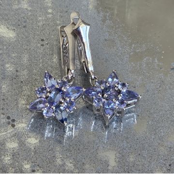 Cercei argint tanzanit | Flower 3