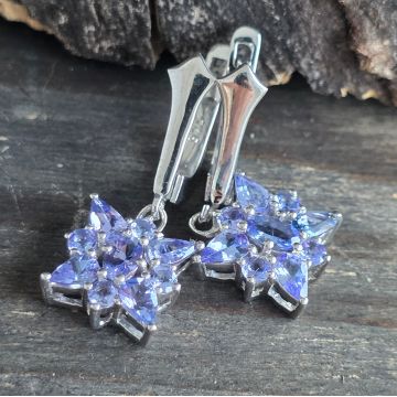 Cercei argint tanzanit | Flower 3