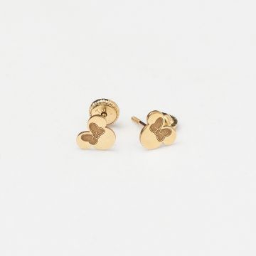 Cercei bebe - Model cap de soricel - Aur Galben 9K - Inchizatoare cu filet