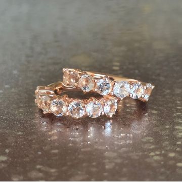 Cercei cuart incolor argint 925 placat cu aur roz | HOOP Rose