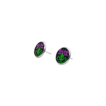 Cercei inox tip surub cu broderie florala , diametru 10 mm