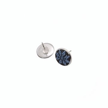 Cercei inox tip surub cu broderie geometrica, diametru 10 mm Albastru, Panza pictata