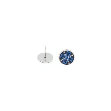 Cercei inox tip surub cu broderie model etno , diametru 10 mm