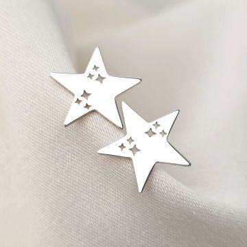 Cercei stea - model cu decupaje delicate - Argint 925 - inchidere surub