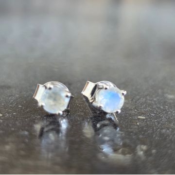 Cercei stud piatra lunii argint | Lunar Glow