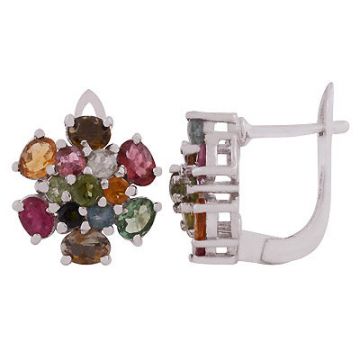 Cercei turmalina mix argint | Flower 1