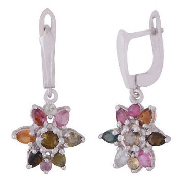 Cercei turmalina mix argint | Flower 2