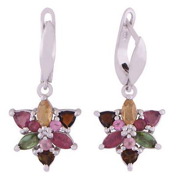 Cercei turmalina mix argint | Flower 3