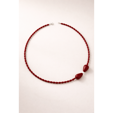 Choker din argint 925 cu coral si jad | Flora Rosso - Default Title