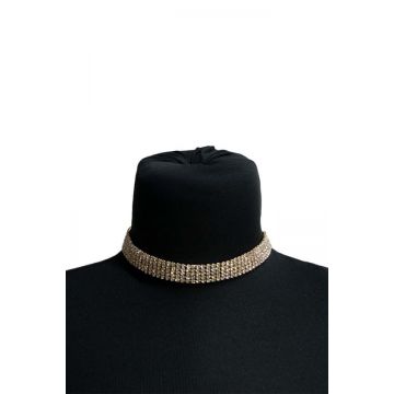 Colier Choker cu pietre semipretioase, la baza gatului, auriu, CK016