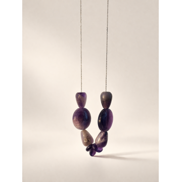 Colier din argint 925 cu pietre de ametist | Eolia - Default Title