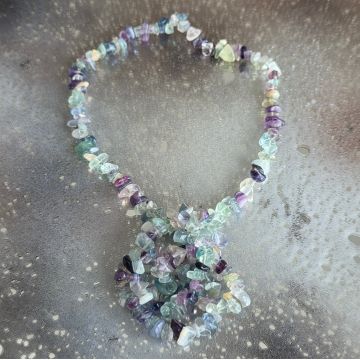 Colier lung chipsuri fluorit curcubeu