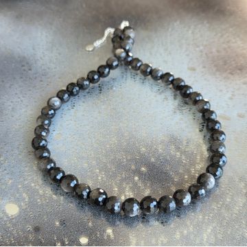 Colier obsidian argintiu Silence #335