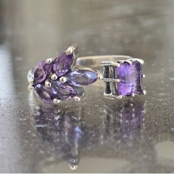 Inel argint ametist | Flower 2
