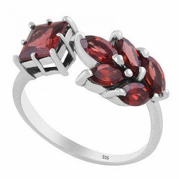Inel argint granat | Flower 2