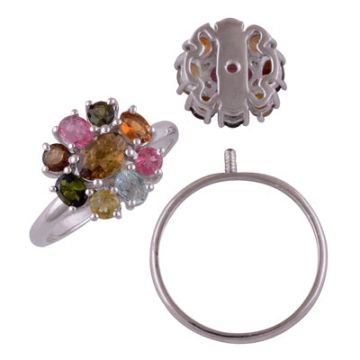 Inel argint turmalina mix | FLOWER 4