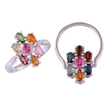 Inel argint turmalina mix | FLOWER 7