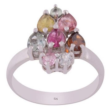 Inel argint turmalina mix | FLOWER 8