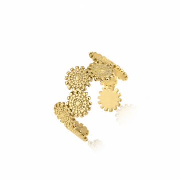 Inel Damă din Oțel Inoxidabil, cu Motive Solare și Finisaj Auriu Mat - Default Title