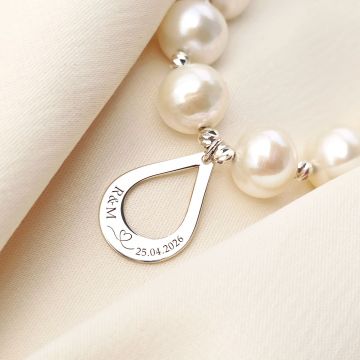 Lantisor cu Perle - Lacrima de fericire - Model elegant cu perle de diferite dimensiuni, bilute si lantisor - Argint 925