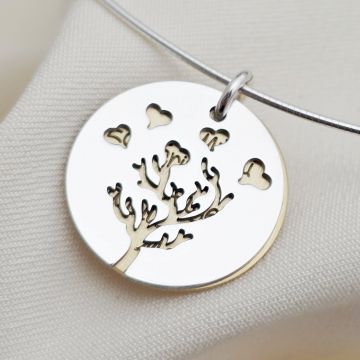 Lantisor fix cu doi banuti mati suprapusi - Amprenta iubirii - Argint 925 & Argint 925 placat cu Aur Galben 18K