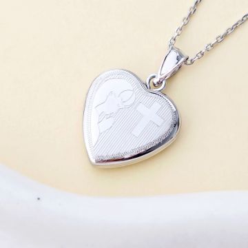 Medalion inima cu poze in interior - Little Prayer Girl - Argint 925