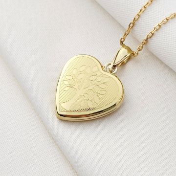 Medalion inima cu poze in interior - Tree of Love - Argint 925 placat cu Aur Galben 18K