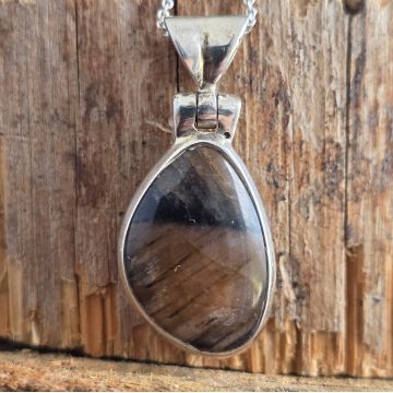 Pandantiv argint andaluzit – piatra crucii - chiastolit | Model 1