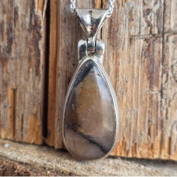 Pandantiv argint andaluzit – piatra crucii - chiastolit | Model 2