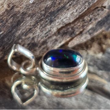 Pandantiv argint opal negru etiopian | Model 2